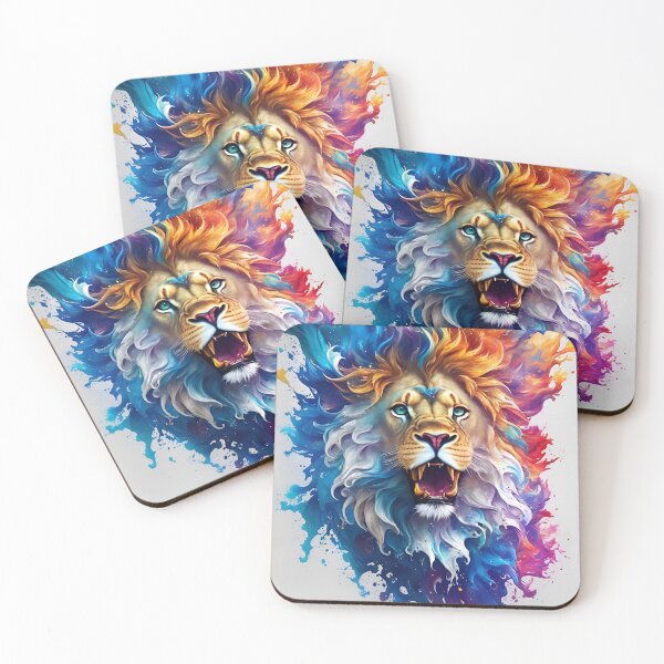 Item preview, portrait of a lion with a colorful mane designed and sold by jkrphoto.