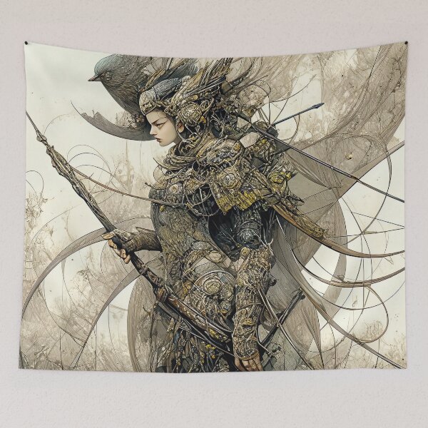 Item preview, the bird woman-space-fantasy-woman-hero-star-cute-abstract designed and sold by Hermossa-Art.