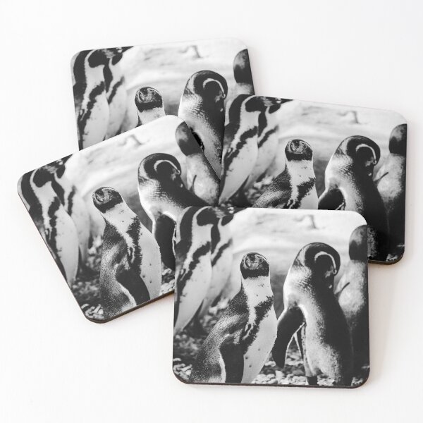 Item preview, Penguins on pebbles vertical black and white designed and sold by eddiebarronshop.