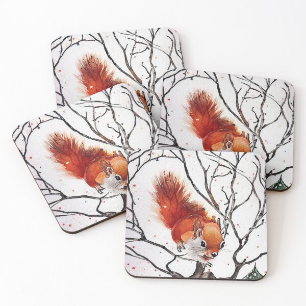 Item preview, Red Squirrel on Tree Branch in Winter Woods designed and sold by recollectionsv.