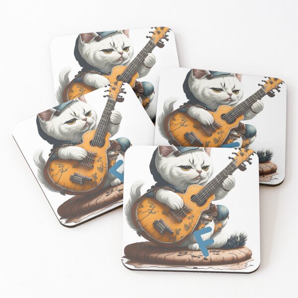 Item preview, Musical Whiskers: White Cat Guitarist designed and sold by hudaG.
