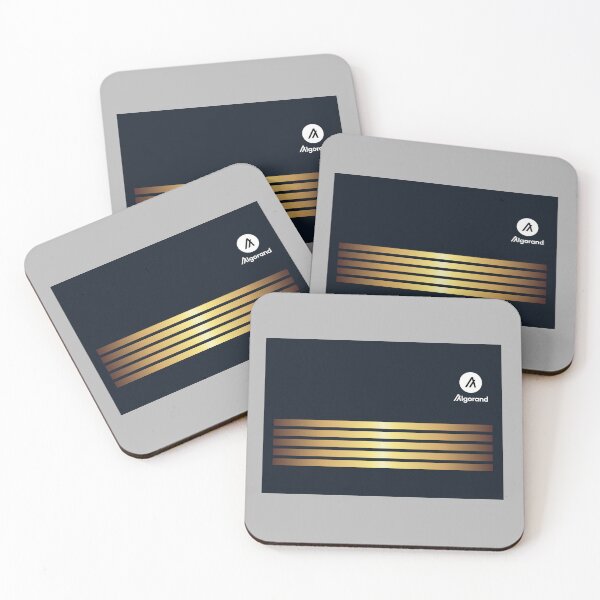 Item preview, Algorand ALGO Crypto Altcoin - Gold Stripes on Dark Blue Rectangle designed and sold by CryptoMoods.