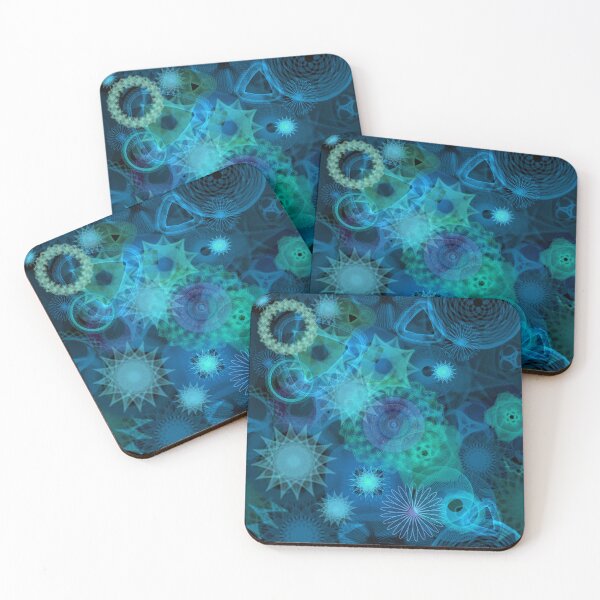 Item preview, Blue and Teal Spirals: a Patterned Spirograph Collage designed and sold by RachelEDesigns.