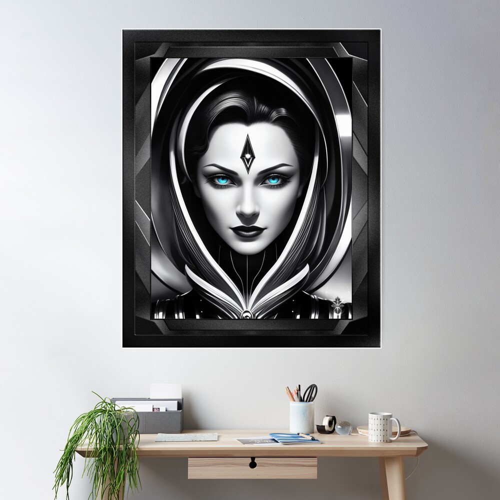 Portrait Of Lady Demenika A Beautiful AI Concept Art Portrait by Xzendor7 Wall Poster