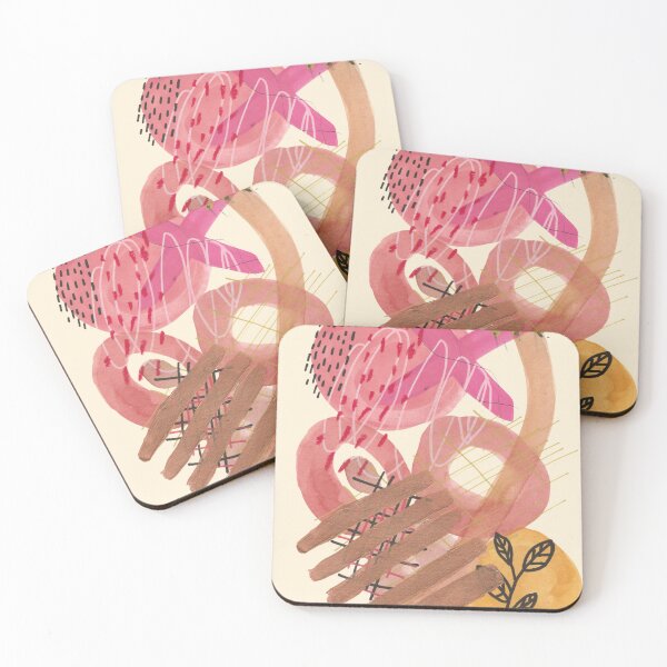 Item preview, pink and amber abstract painting #1 designed and sold by ndcraftycat.