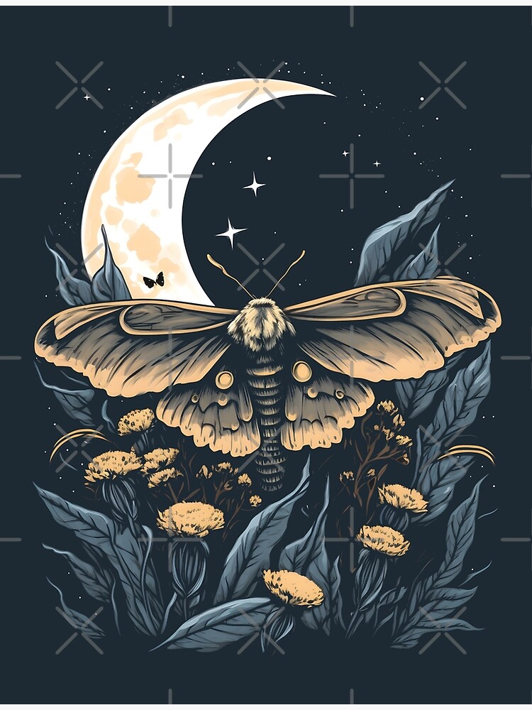 Cottagecore Luna Moth Vintage Wildflowers Witchy Mystical