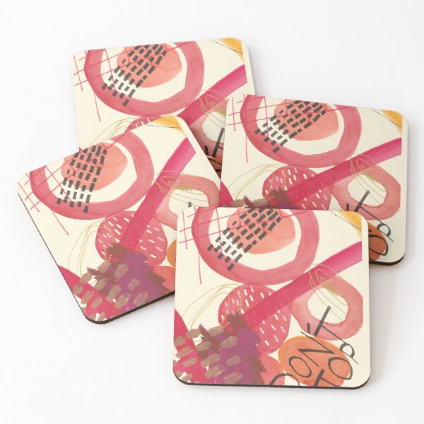 Item preview, pink and amber abstract painting #3 designed and sold by ndcraftycat.