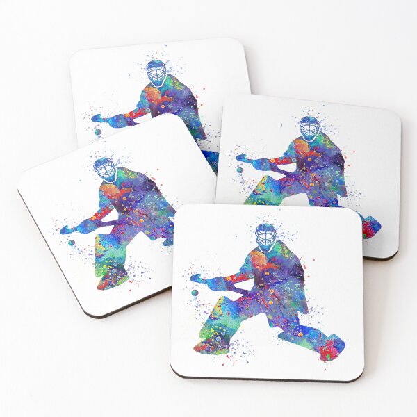 Item preview, Boy Field Hockey Goalie Watercolor Silhouette designed and sold by LotusGifts.
