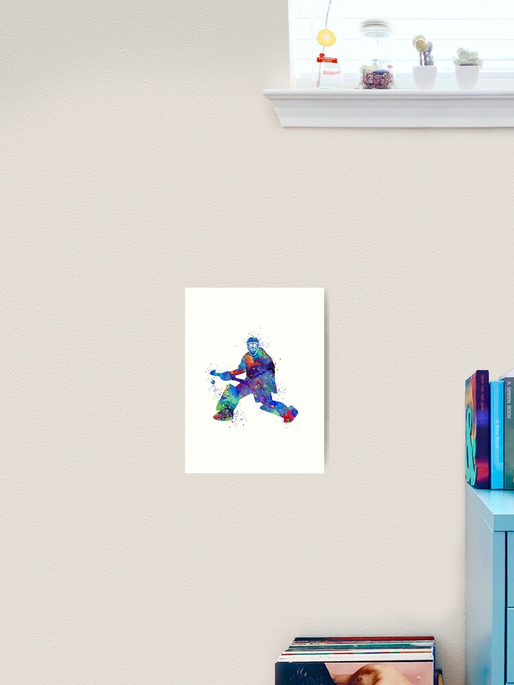Boy Field Hockey Goalie Watercolor Silhouette | Art Board Print