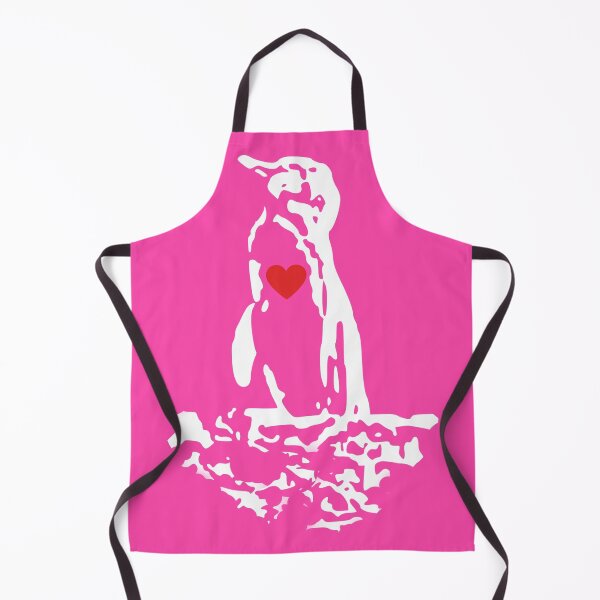 Artikelvorschau, Fuchsia #FC46AA Background Galapagos Penguin White Penguin with Red Heart entworfen und verkauft von SBPenguins.