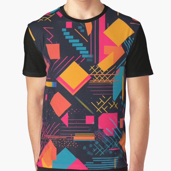 Retro 1980s Geometic Patterns Graphic T-Shirt