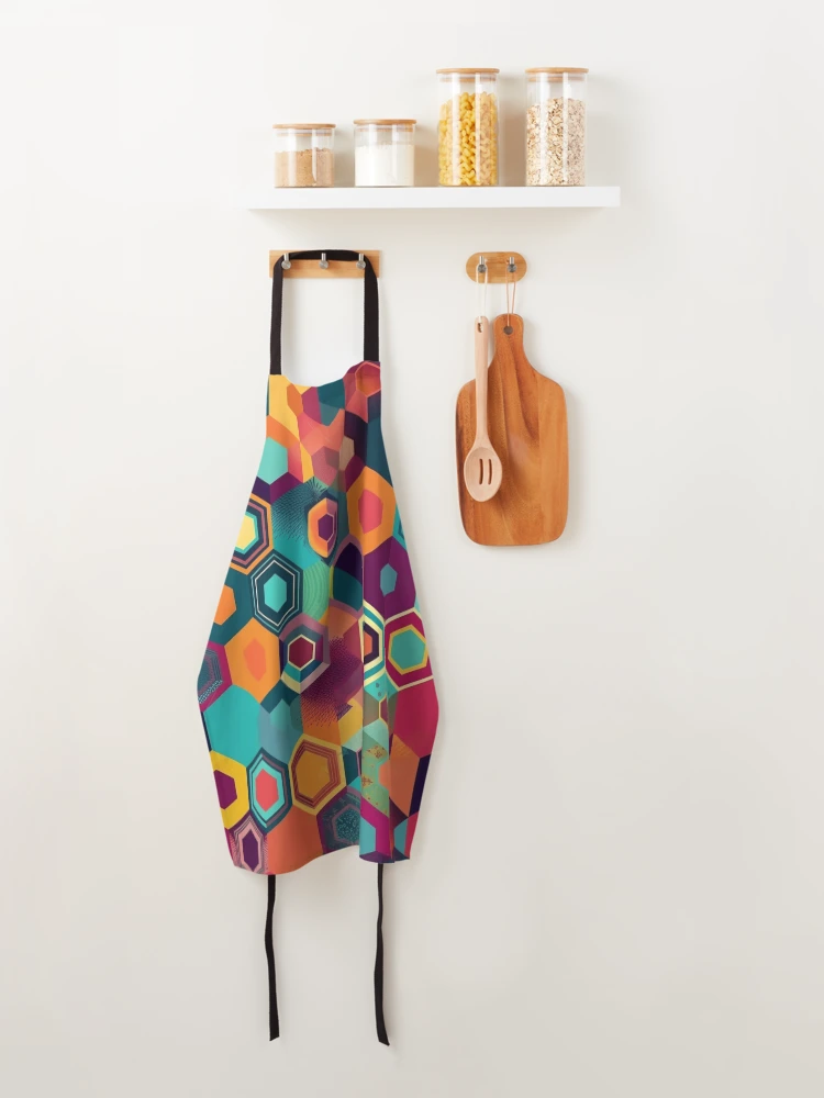 Thumbnail 4 of 6, Apron, Colorful Hexagonal Pattern designed and sold by UlDesigns.