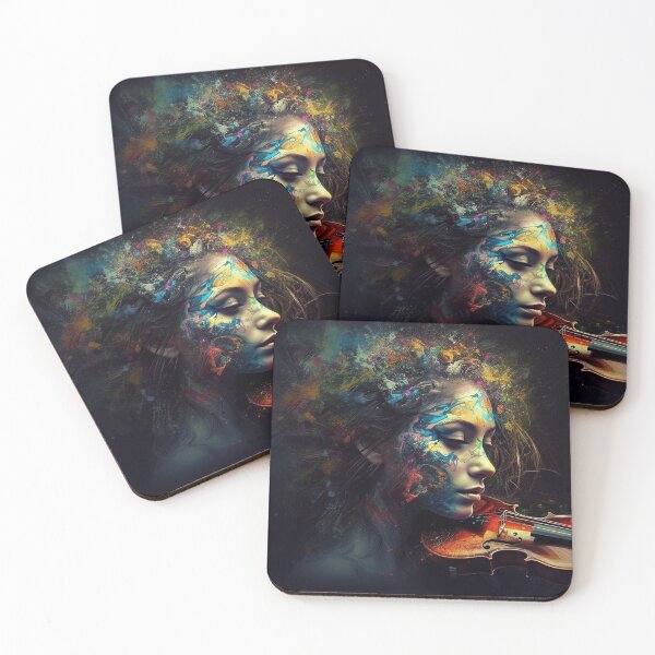 Item preview, Color of Music Portrait Digital Art: UHD 5:4 Woman's Face with Vibrant 3D Color Splashes, Abstract Music & Beauty, Colorful Futurism designed and sold by stateofhuman.