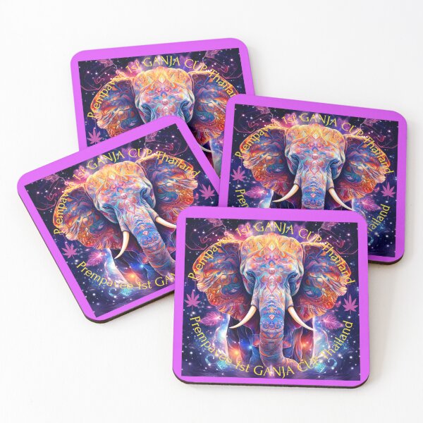 Item preview, Purple leaves Elephant Prempavee.com 1st Ganja Cup Thailand designed and sold by Kabooki.