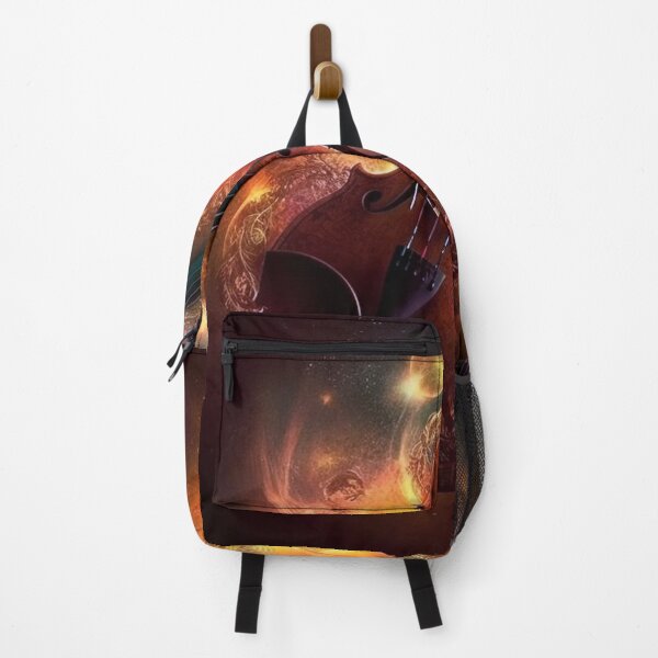 Item preview, Cosmic Violin Symphony Digital Art: UHD Fiery Space Background with Floating Violin, Music of Other Realms Inspired Wall Decor designed and sold by stateofhuman.