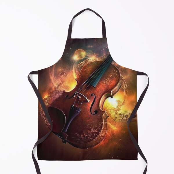 Item preview, Cosmic Violin Symphony Digital Art: UHD Fiery Space Background with Floating Violin, Music of Other Realms Inspired Wall Decor designed and sold by stateofhuman.