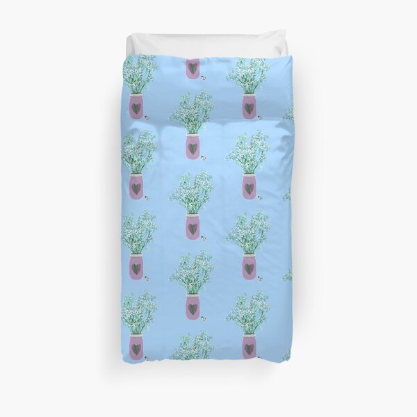 Babies Breath Mason Jar Duvet Cover
