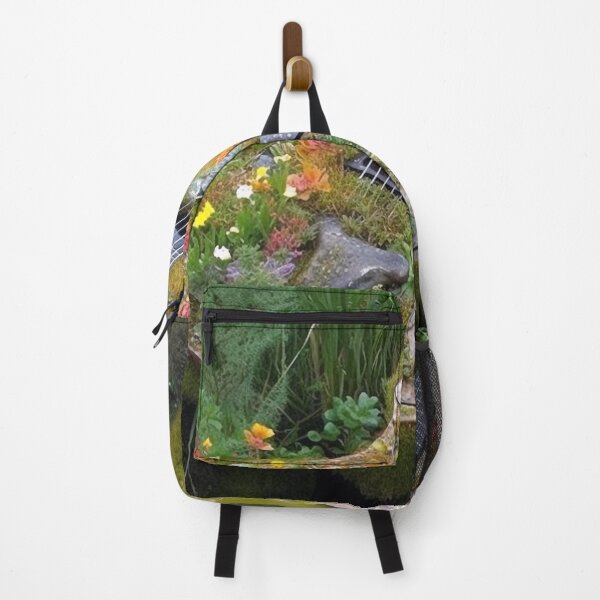 Item preview, Floral Forest Guitar Digital Art: UHD Otherworldly 6-String Guitar on Stone Steps, Photorealistic Landscape with Colorful Garden Elements designed and sold by stateofhuman.