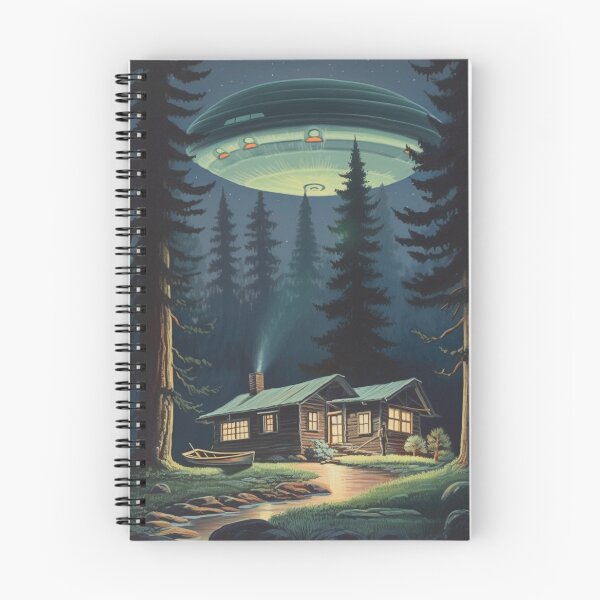 Artikelvorschau, 1950er UFO über einer abgelegenen Hütte entworfen und verkauft von UlDesigns.