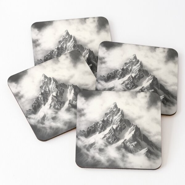 Item preview, Black and White Charcoal Drawing of a Mountain designed and sold by AC-625.
