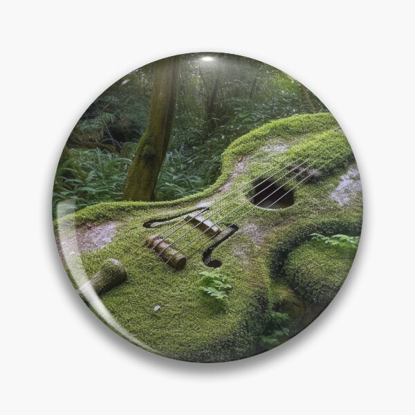 Item preview, Nature's Melody: Moss-Covered Guitar in Forest Digital Art, Photorealistic Landscape Inspired by Music and Tranquility designed and sold by stateofhuman.