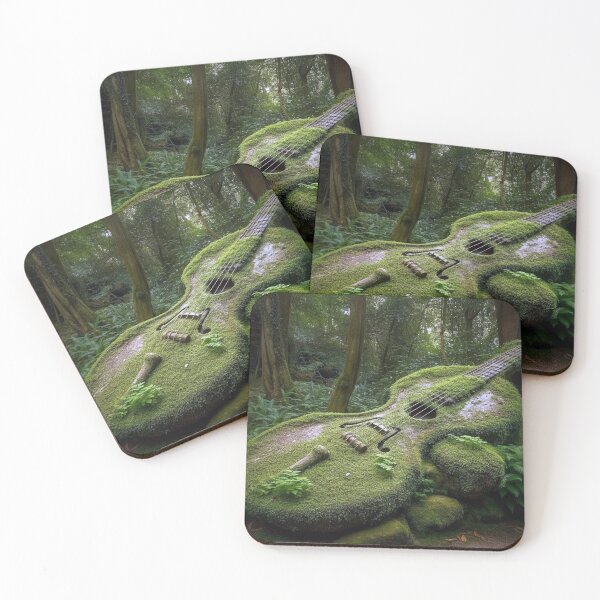 Item preview, Nature's Melody: Moss-Covered Guitar in Forest Digital Art, Photorealistic Landscape Inspired by Music and Tranquility designed and sold by stateofhuman.