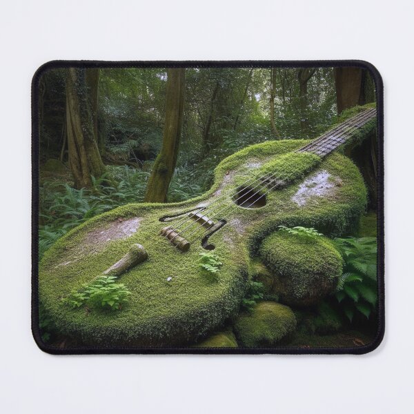 Item preview, Nature's Melody: Moss-Covered Guitar in Forest Digital Art, Photorealistic Landscape Inspired by Music and Tranquility designed and sold by stateofhuman.