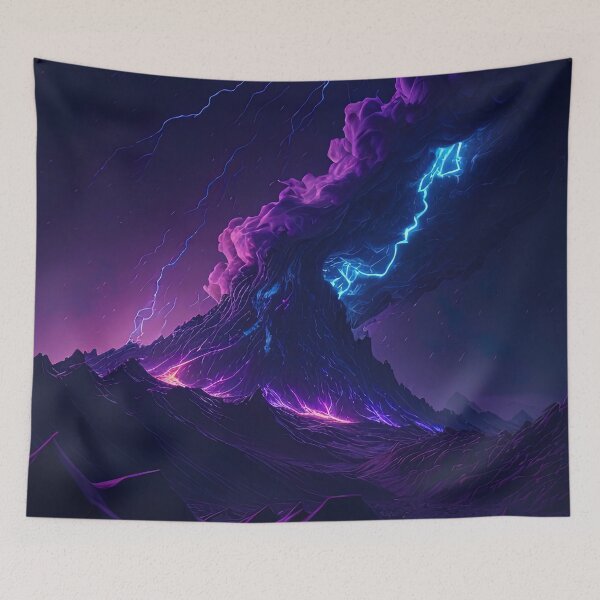 Item preview, Blue lightning purple volcano eruption designed and sold by RK - Shop.