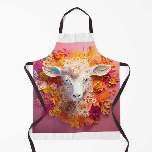 Item preview, This paper cutout artwork features a combination of a sheep head and flowers designed and sold by aiphotosart.