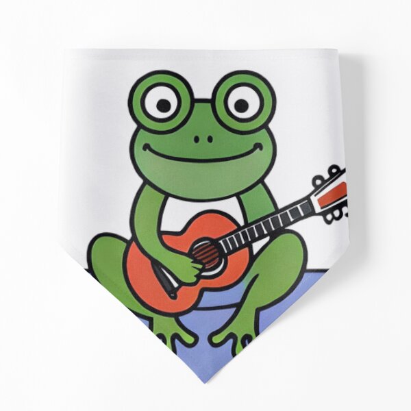 Divertida y graciosa rana tocando la guitarra Pañuelo para mascotas