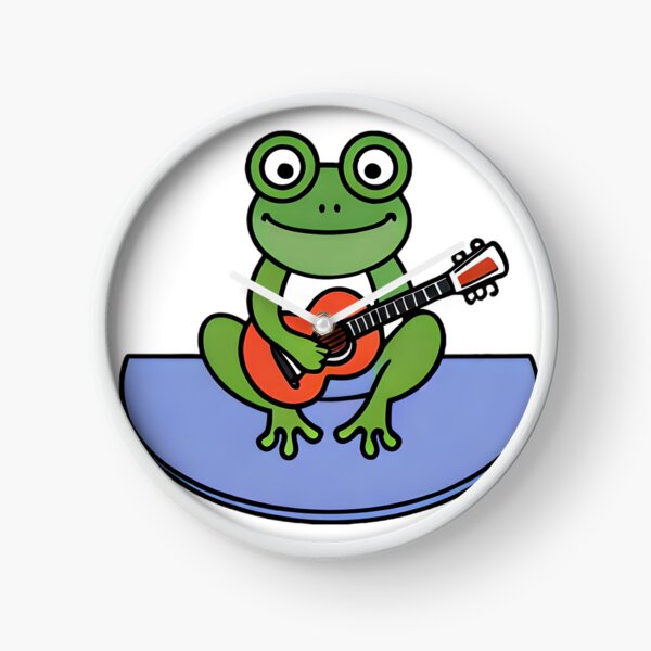 Divertida y graciosa rana tocando la guitarra Reloj