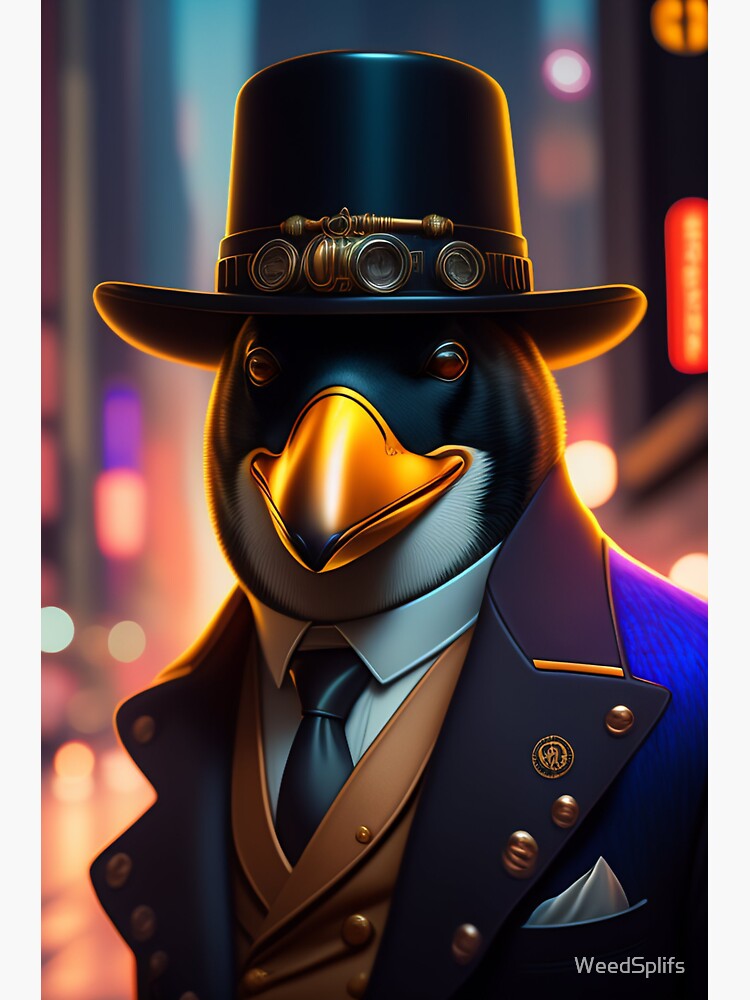 Portrait of a steampunk penguin