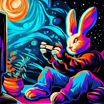 Artwork thumbnail, Gamer Rabbit by Maariteal