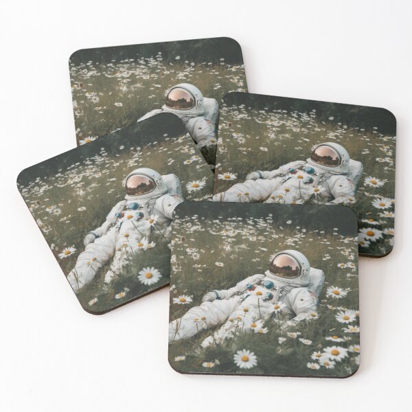 Item preview, Astronaut lying in a daisy field - AI Generated Art designed and sold by VAWNCREATESAI.