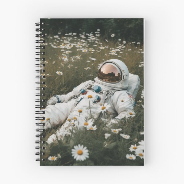 Item preview, Astronaut lying in a daisy field - AI Generated Art designed and sold by VAWNCREATESAI.