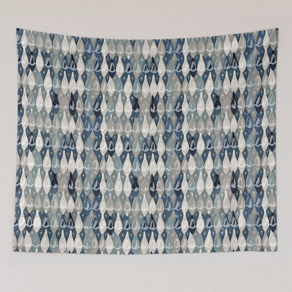 Item preview, Blue and Black Raindrop Ceramic Mosaic Pattern on Beige, Seamless and Stylish, AI Generated designed and sold by drawerwalker.