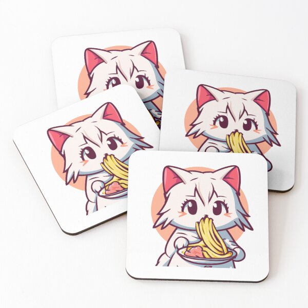 Item preview, Cat Eating Spaghetti Adorable Anime Kitten6 designed and sold by anhy15.