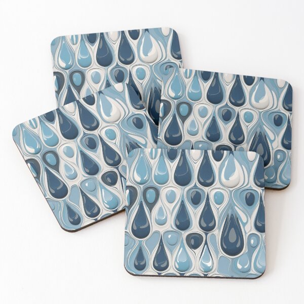 Item preview, Blue and White Raindrop Ceramic Mosaic Pattern on Beige, Seamless and Stylish, AI Generated designed and sold by drawerwalker.