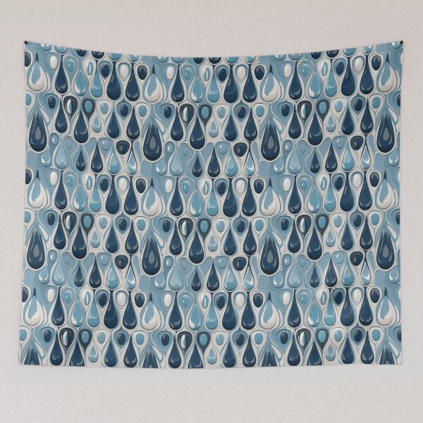 Item preview, Blue and White Raindrop Ceramic Mosaic Pattern on Beige, Seamless and Stylish, AI Generated designed and sold by drawerwalker.