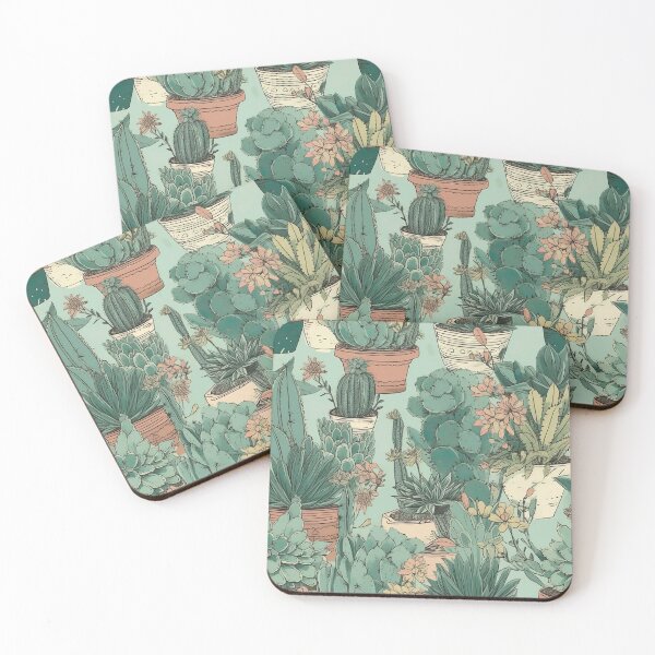 Item preview, Succulents in pots repeating pattern  designed and sold by StoneyPhenix.