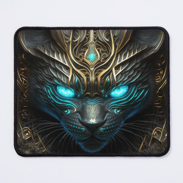 Item preview, Eternal glowing black cat enraged futuristic holographic modern 3d art designed and sold by innazimovec.