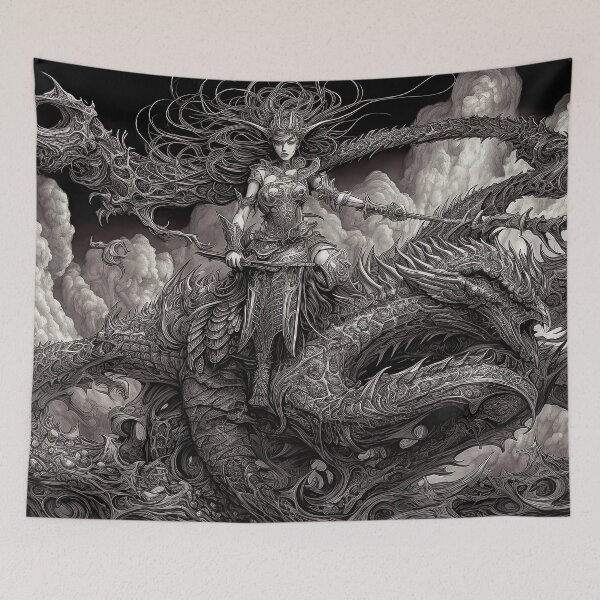 Item preview, the dragon warrior-china-cool-the warrior-fighter-dragon-fantasy-fire-fight designed and sold by Hermossa-Art.