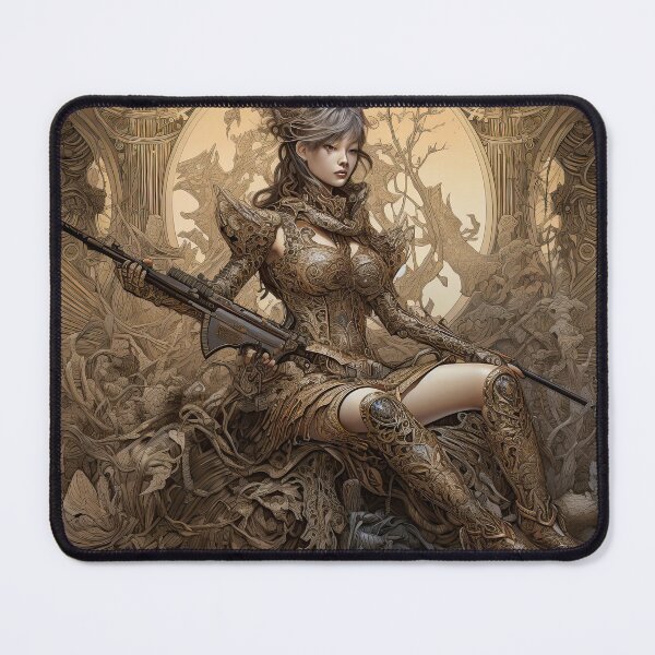 Item preview, the attractive guardian- beautiful woman-fine pen point art-rifle-ai-faminine-sexy designed and sold by Hermossa-Art.
