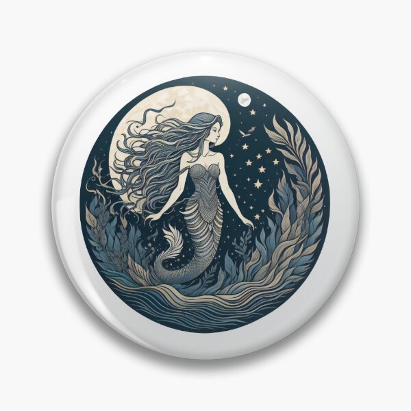 Item preview, Beautiful mermaid with long hair in the moonlight designed and sold by Sanan Israyilli.