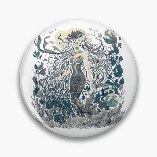 Item preview, Beautiful mermaid with long hair in the moonlight designed and sold by Sanan Israyilli.