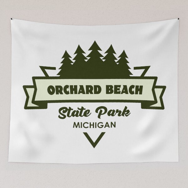 Item preview, Orchard Beach State Park Michigan Trees And Ribbon designed and sold by bivenart.