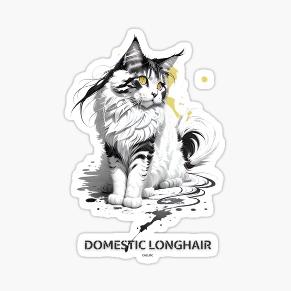 Item preview, Domestic Longhair cat brush sketch by CallisC Arts  designed and sold by CallisC-Arts.