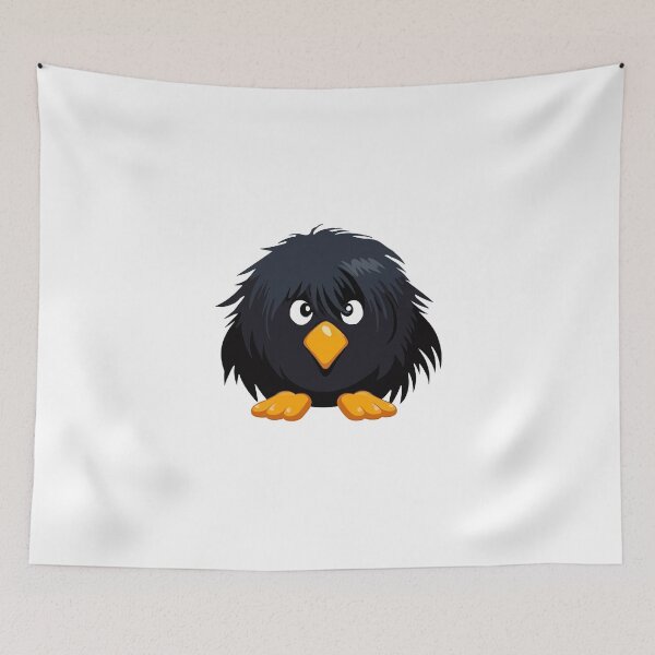 Item preview, Adorable Minimalist Black Bird - Modern Pet Companion Illustration designed and sold by Juuskus.