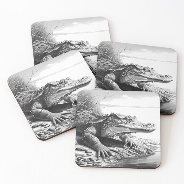 Item preview, Black and white Crocodile drawing designed and sold by Pencil-Art.