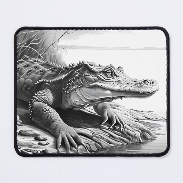 Item preview, Black and white Crocodile drawing designed and sold by Pencil-Art.